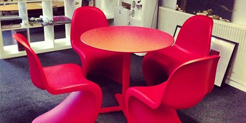 Red Panton chairs and table – Steve Loves It! - Steve Edge World - Steve Edge Design